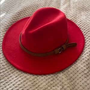 Brand NEW Never worn Red Fedora hat